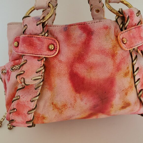 Kooba Mini Purse Handbag painted dyed Gold pink orange yellow red blue rainbow - Picture 7 of 13
